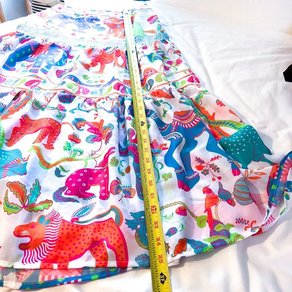 Gretchen Scott Ipanema Animal Kingdom Tiered Maxi Skirt Womens Extra Small NEW - Picture 10 of 11
